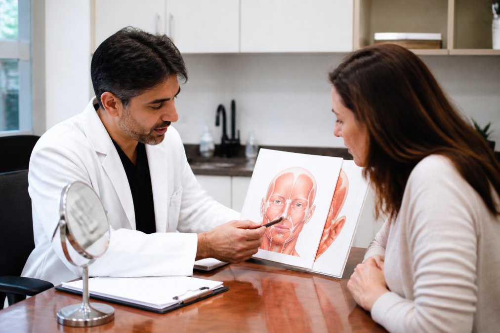 Professional illustration showing dermal fillers volume loss