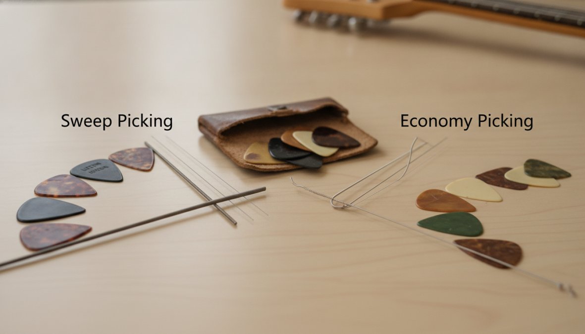 Difference Between Sweep Picking and Economy Picking