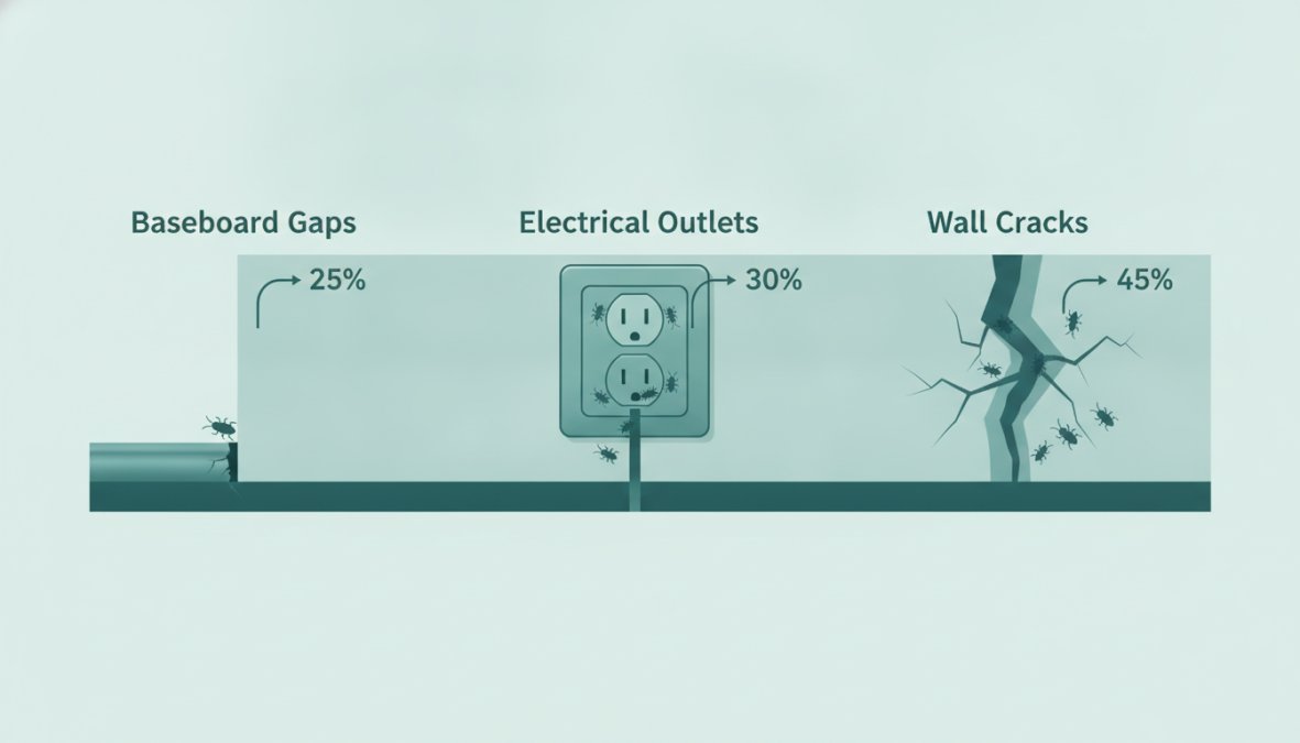 Professional illustration showing do roaches travel between apartments