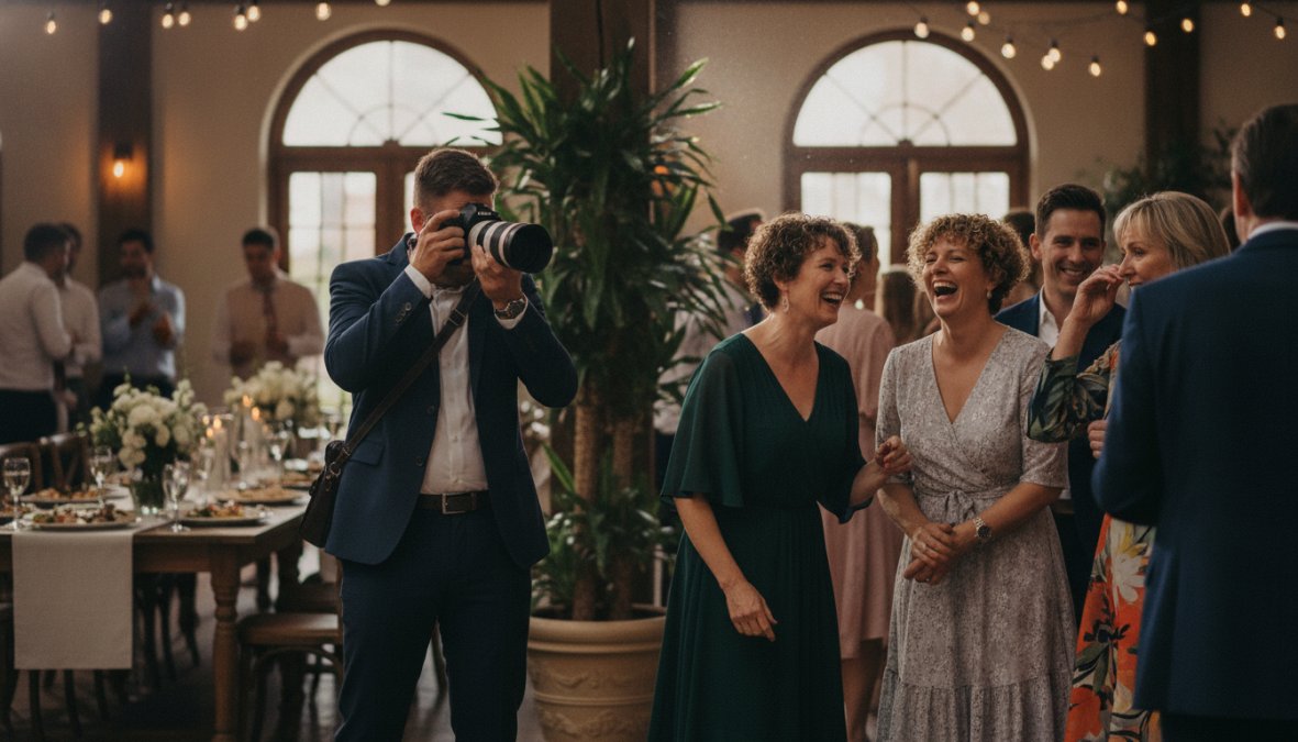 Expert tips illustration for photographer and shooting and candid concepts for documentary style event photography explained