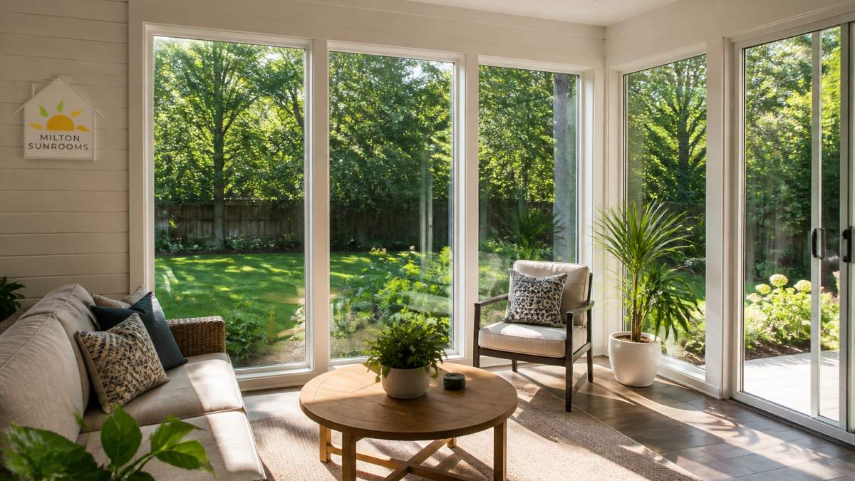 Infographic showing how a sunroom adds home value through increased square footage and natural light benefits.