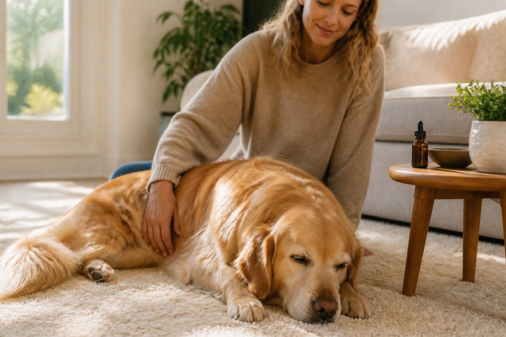 Flowchart detailing natural calming aids for dogs as a gentle alternative to anxiety medication