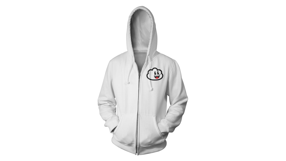 Person wearing organic cotton t-shirt and zip hoodie from World of Dreamy, styled casually in natural lighting showing comfort and quality of the garments