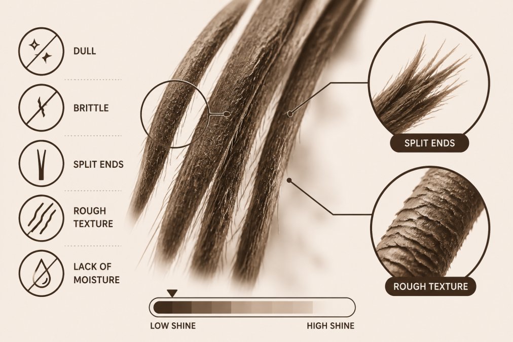 Professional illustration showing dry hair