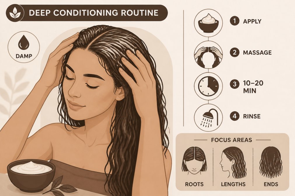 Step-by-step visual guide for dry hair