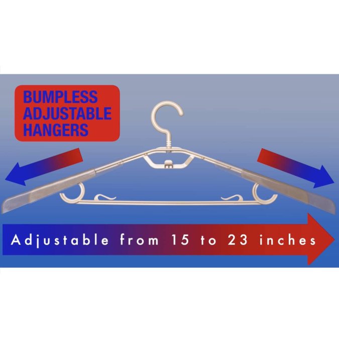 Individual Adjustable Heavy Duty Plastic Extra-Wide Bumpless Clothes Hangers