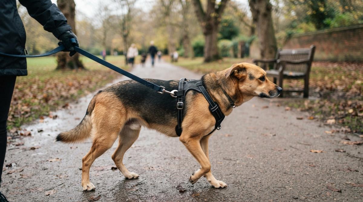 Professional illustration showing durable leash options for reactive dogs