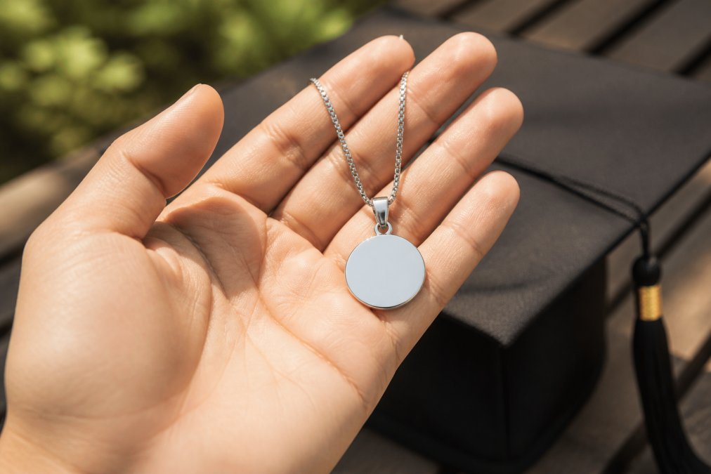 Professional illustration showing durable personalized necklaces for graduation