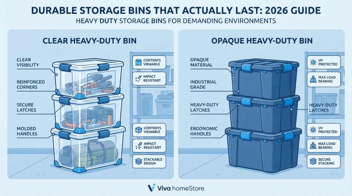 Side-by-side comparison of durable storage bins