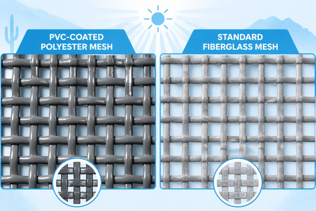 Professional illustration showing durable window screens for arizona heat