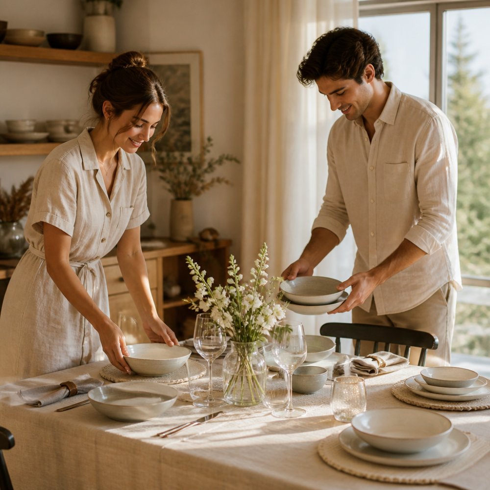 Infographic illustrating the step-by-step process for couples to select and arrange their ideal wedding dinnerware sets