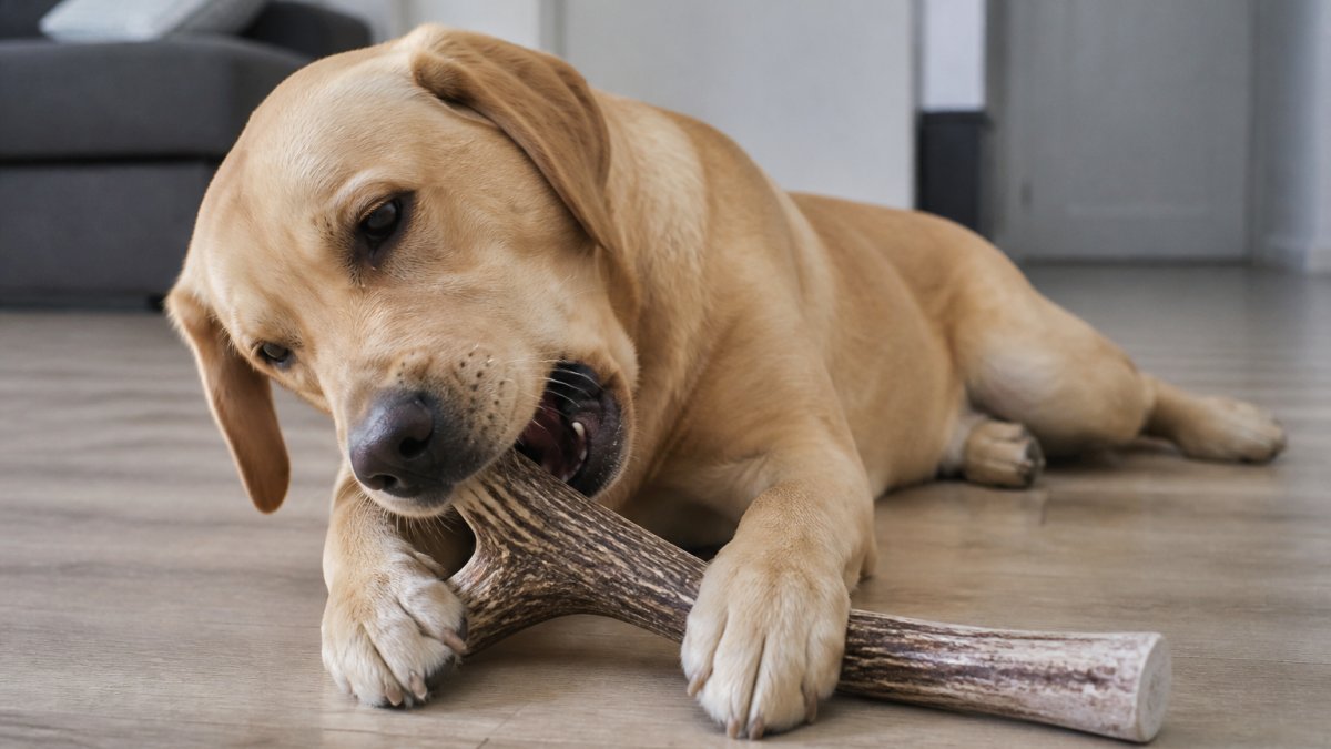 Infographic flowchart illustrating the step-by-step process for selecting the right size antler for a dog