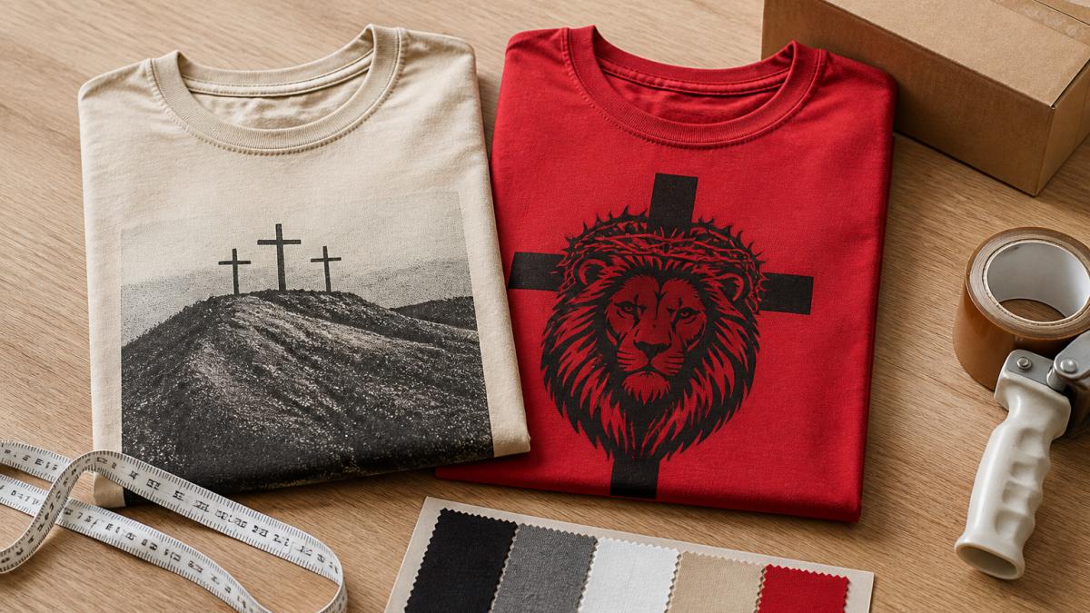 Comparison chart evaluating fit, fabric, price, and shipping for two graphic T-shirt styles