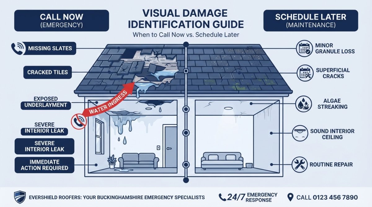 Side-by-side comparison of emergency roof repair