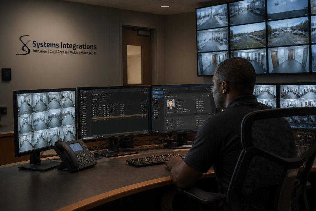Security operations center dashboard visualizing enterprise security system integration services workflows
