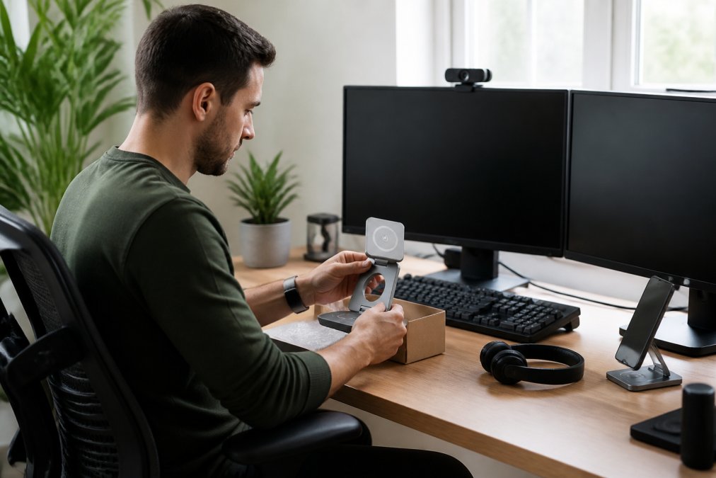 Professional illustration showing Professional for essential tech gear for home office