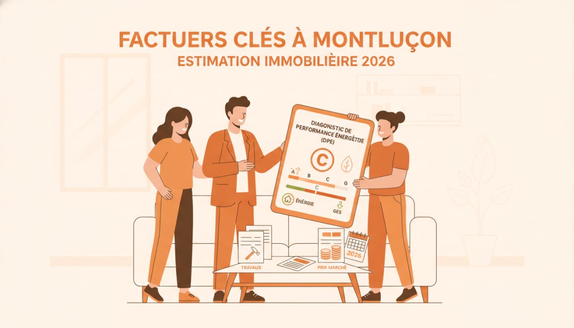 Un conseiller immobilier montrant à un couple un diagnostic de performance énergétique (DPE) dans un salon lumineux, avec des documents et des graphiques sur la table en bois