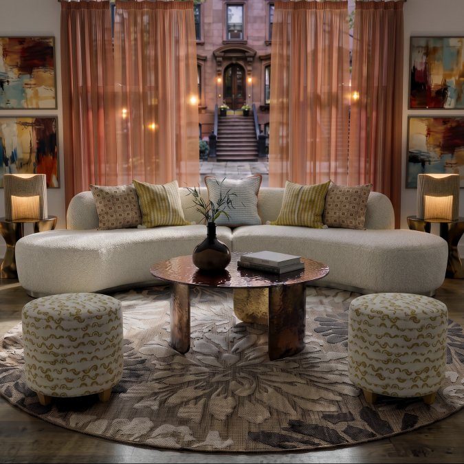 Sculptural Bronze Glass Round Coffee Table