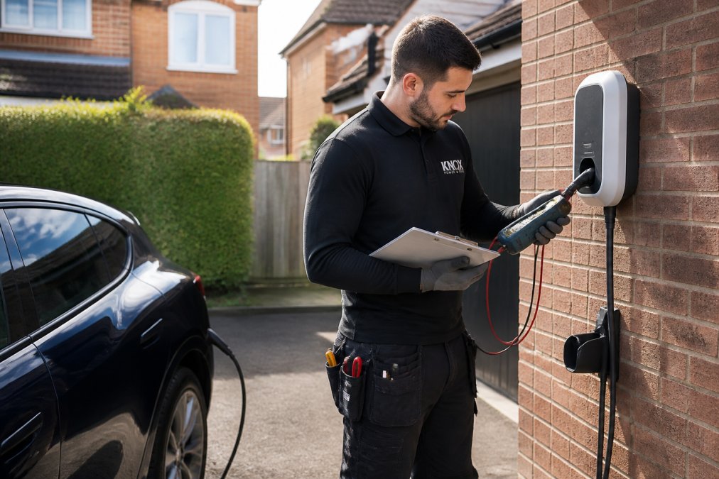 NAPIT certified electrician inspecting a home EV charger installation grant guide 2026 site survey project