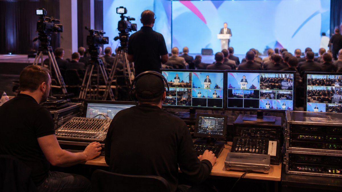 Event production companies managing live conference cameras and audio-visual controls