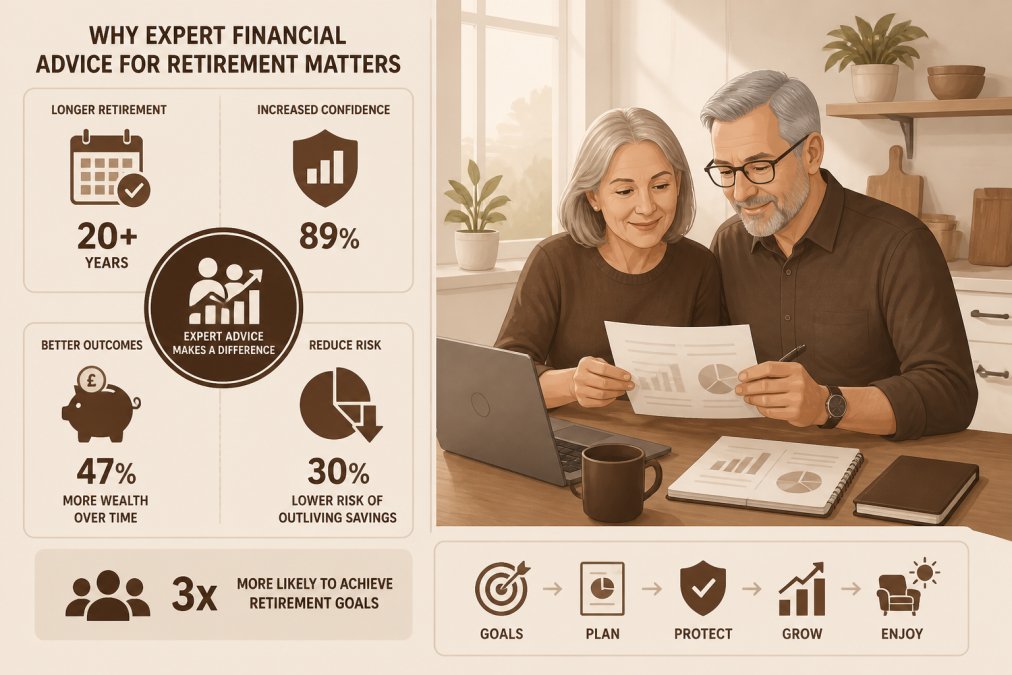 Professional illustration showing financial advice retirement