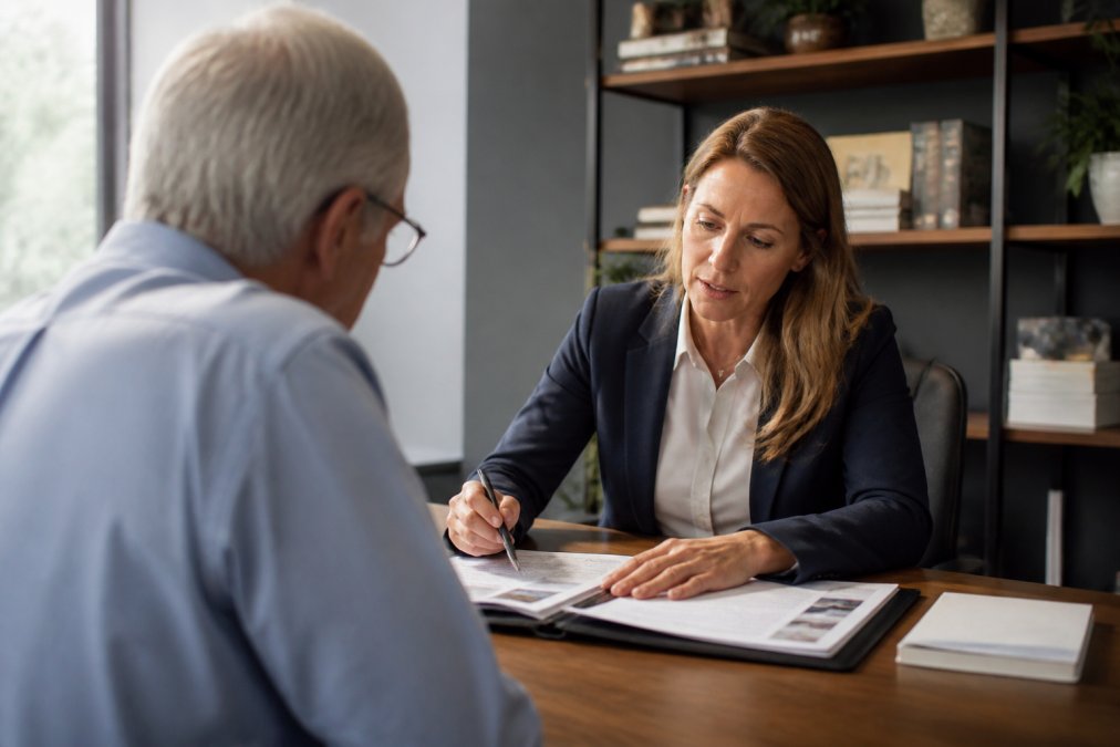 Professional illustration showing financial advice retirement