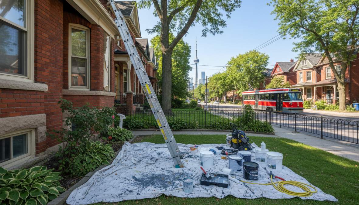 Professional illustration showing Toronto for exterior painting services