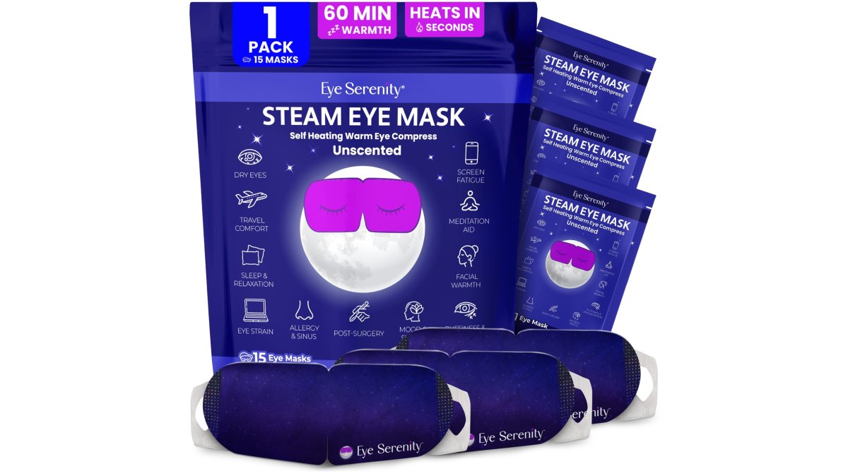 Eye Serenity Steam Eye Mask - Self-Heating Warm Eye Compress for Dry Eyes, Puffiness, Sleep & Travel