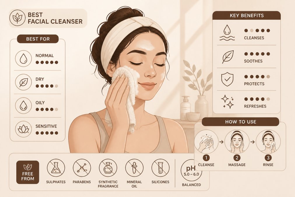 Person gently cleansing their face with a soft cloth and mild cleanser, showing careful, tender technique with a calm, peaceful expression in soft, natural morning light