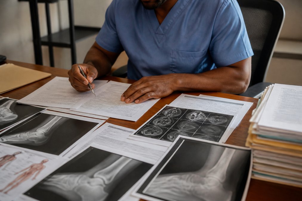 Professional illustration showing Healthcare for pain and suffering settlement