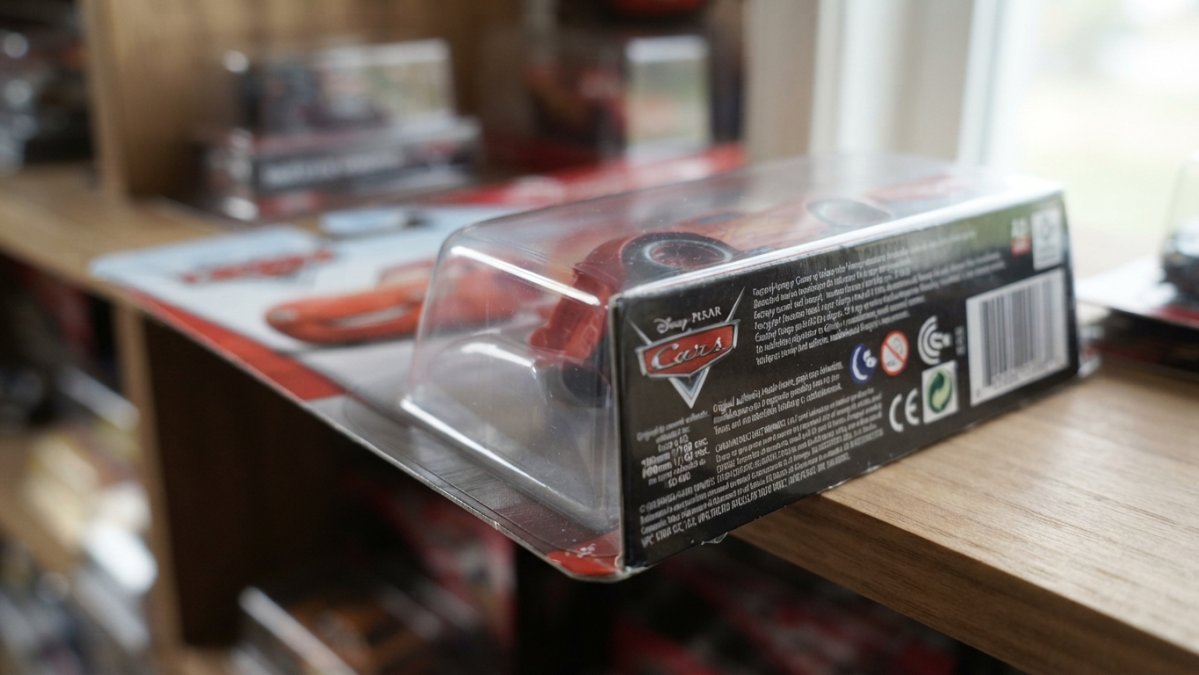 Infographic highlighting key visual indicators of authentic toy packaging, including crisp corners and smooth plastic.