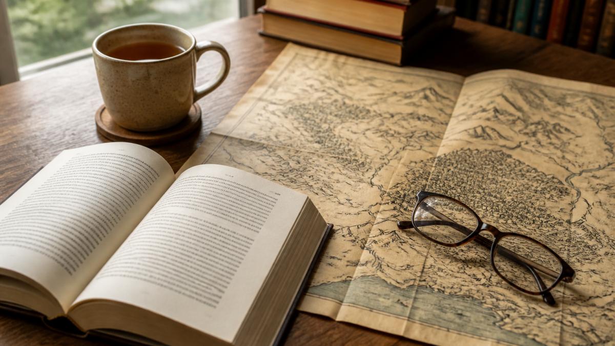 Infographic illustrating the step-by-step process of designing a detailed fantasy map for world building.
