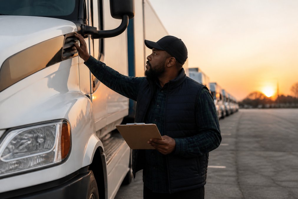 Route sales representative inspecting his delivery vehicle at dawn to hire route reps for your growing fleet
