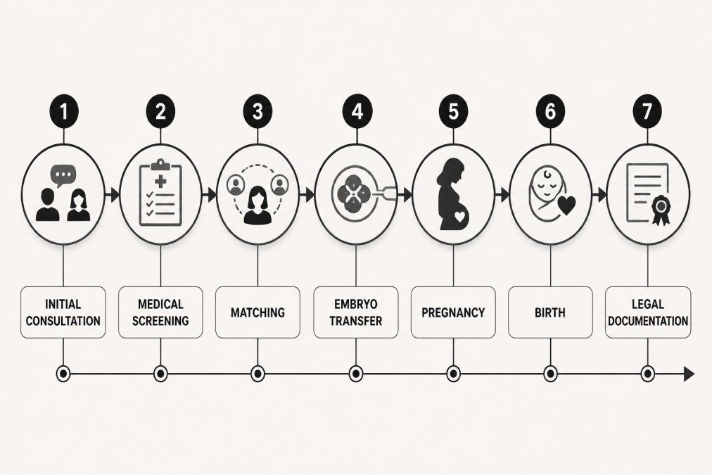 Professional illustration showing fertility services for international intended parents