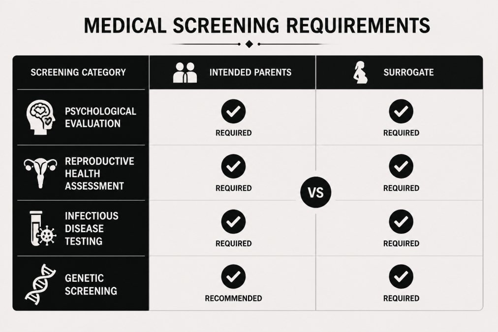Visual comparison chart showing fertility services for international intended parents