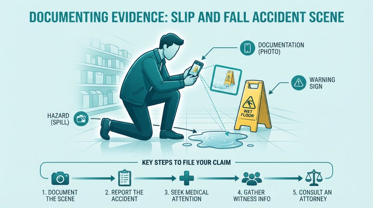 Step-by-step visual guide for slip and fall claim