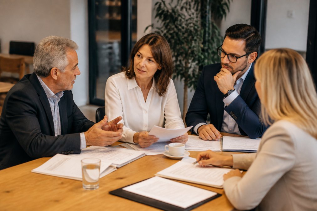 Professional illustration showing financial planning small business exit
