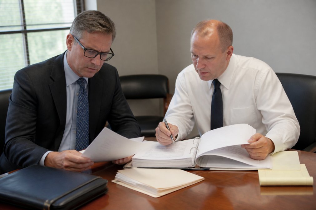 Process flowchart for legal counsel vetting an expert witness fire safety candidate during a technical review meeting