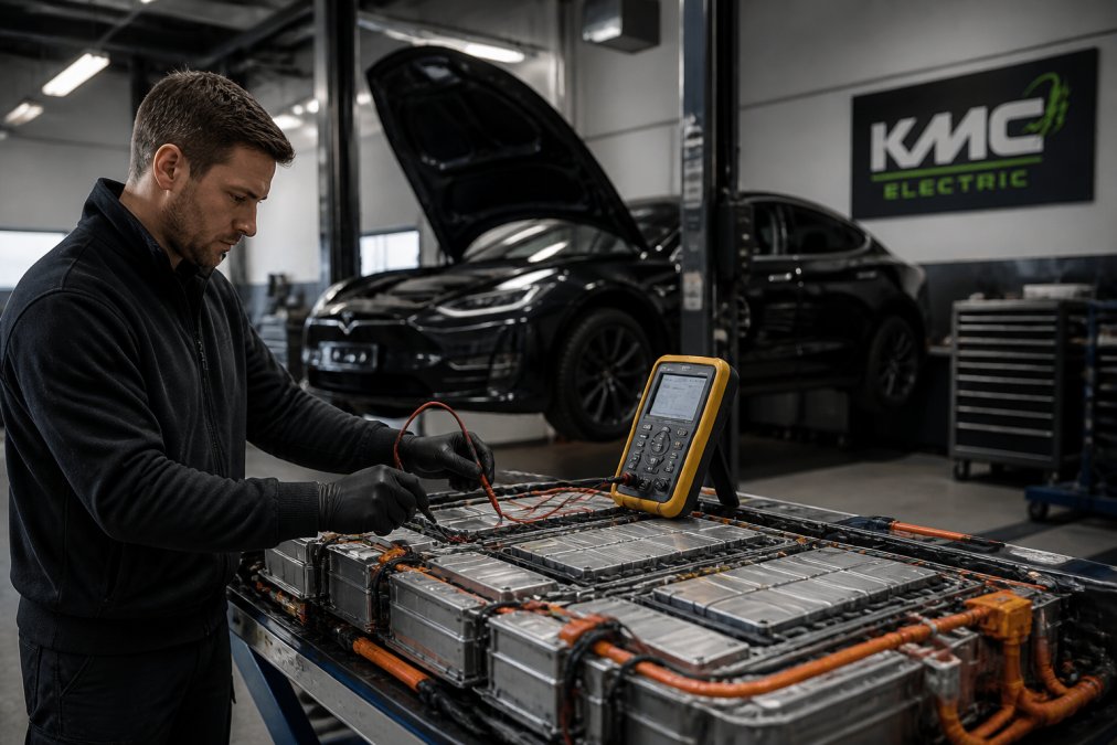 Professional illustration showing Technician for reliable EV mechanics