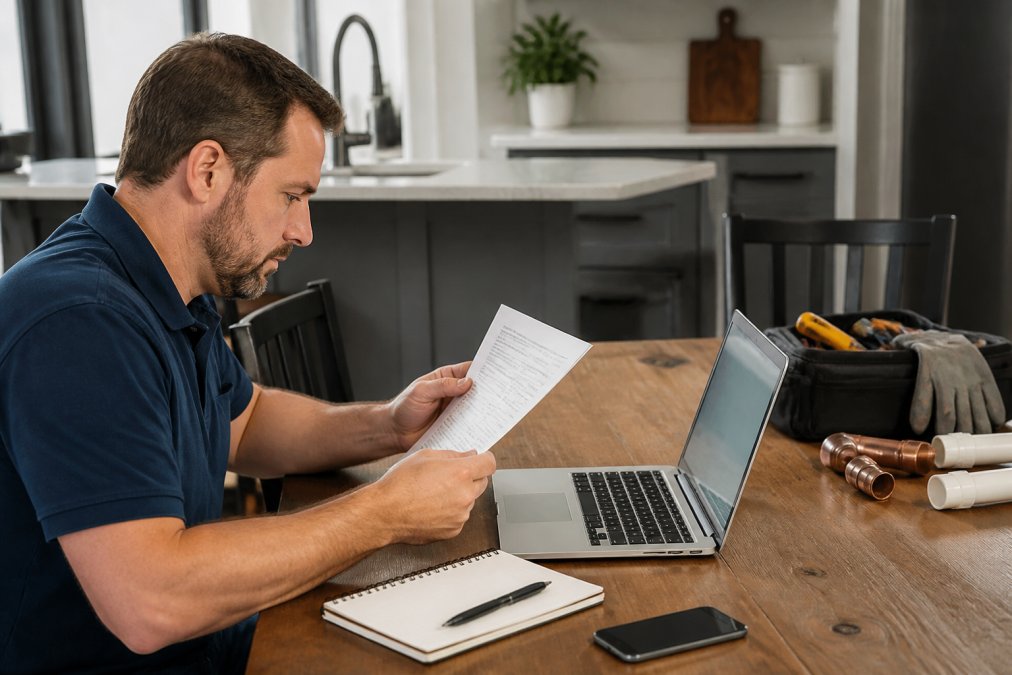 Infographic showing the steps for finding reliable plumbing and hvac contractors by verifying license and insurance.