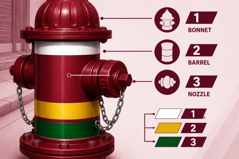 Professional illustration showing fire hydrant colors