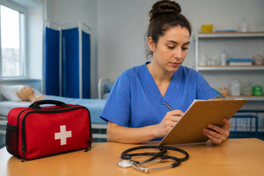 Checklist of clinical placement requirements including first aid certification and necessary medical gear