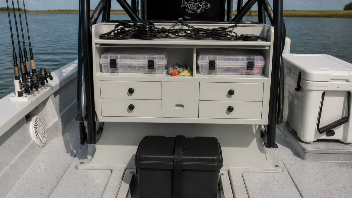 Diagram showing how to organize fishing gear designed put more fish for boat efficiency and weight balance
