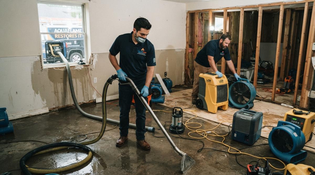 Professional illustration showing Professional for flood removal