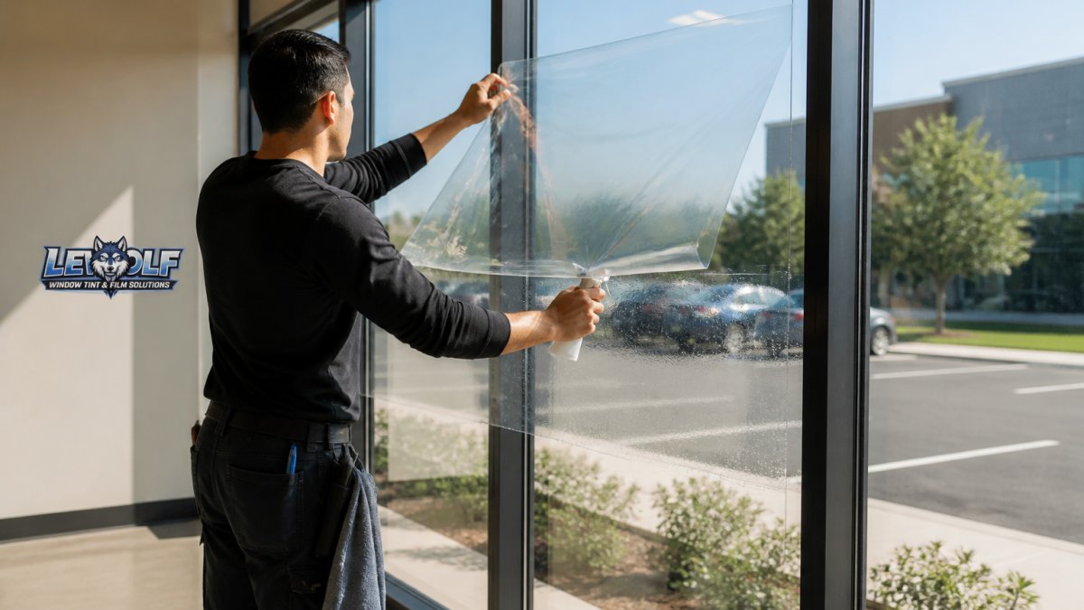 Diagram showing how forced entry film layers bond to glass to prevent shattering upon high-impact strikes.