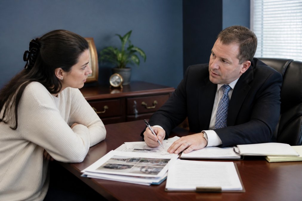 Professional illustration showing Client for free consultation for car accident