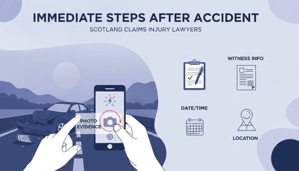 Person photographing damage to a vehicle at roadside accident scene with smartphone, documenting evidence in daylight