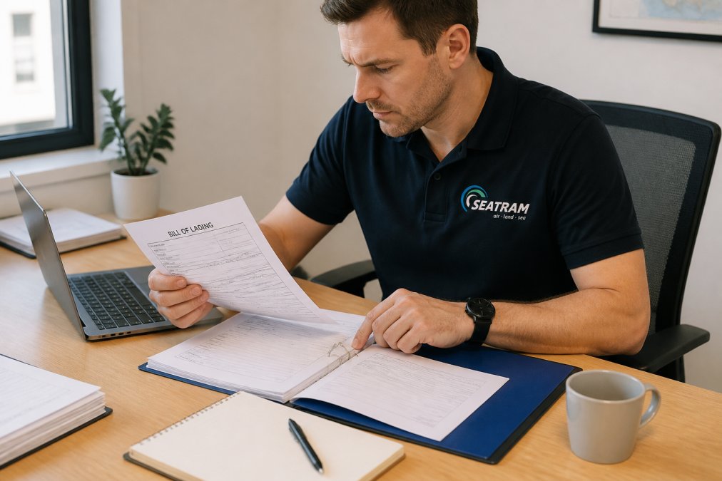 Step-by-step visual guide for desk and person and reviewing concepts for freight forwarder liability