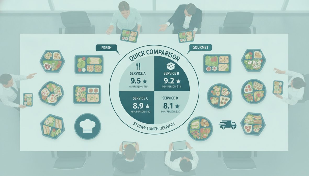 Visual comparison chart showing freshly cooked corporate lunch delivery sydney