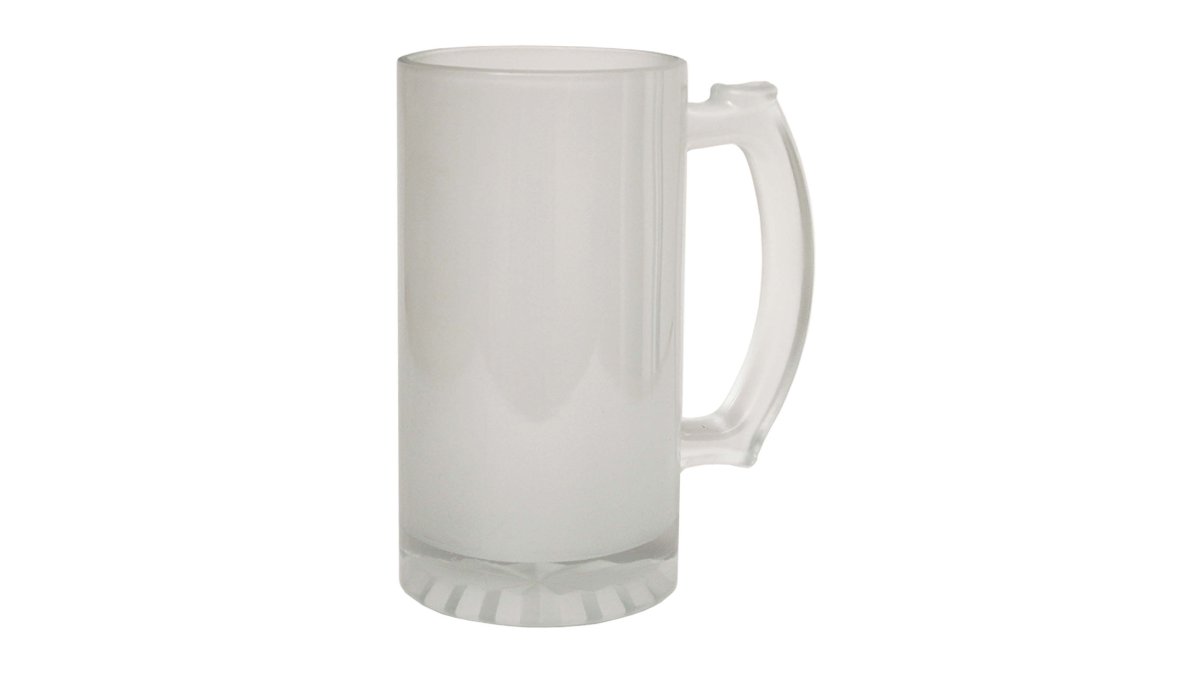 Frosted Glass Beer Stein - Personalised Steins Supplied in Gift Box - Any Logo, Image or text
